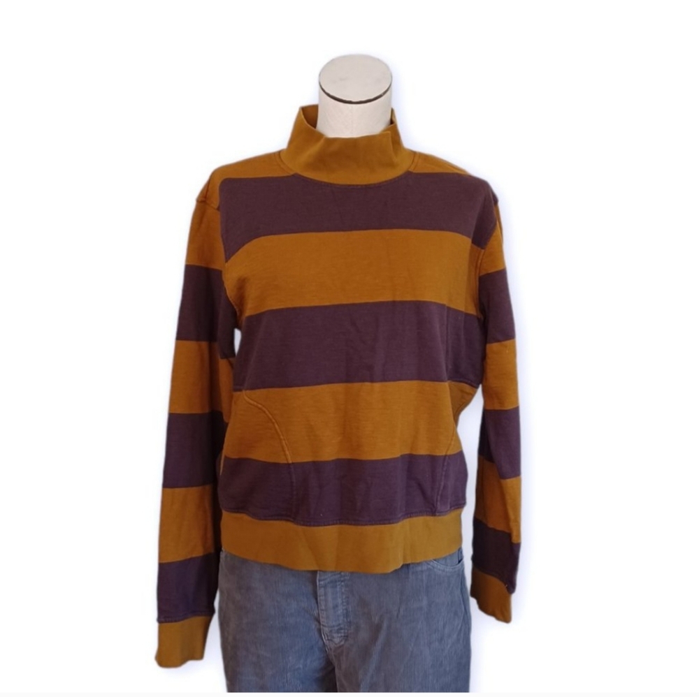 TOAD & CO striped rugby turtleneck top long sleeve sweatshirt women's Large